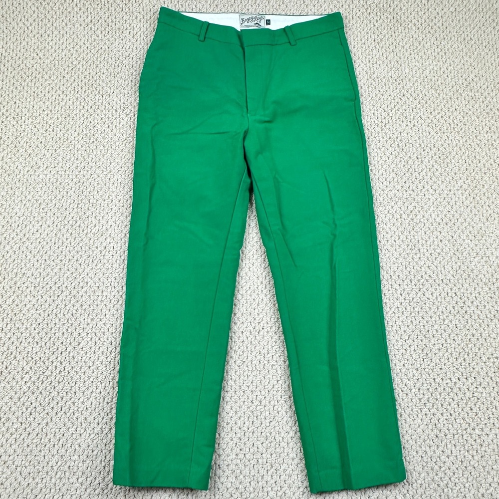 Bogey Boys Golf Pants Fits Mens 32x27 Kelly Green Straight Leg Chino Trouser